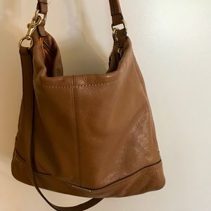 Coach Hobo Leather Shoulder Crossbody Tote - Camel